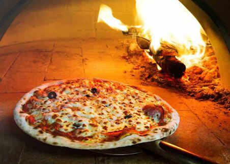 pizza in wood fired oven